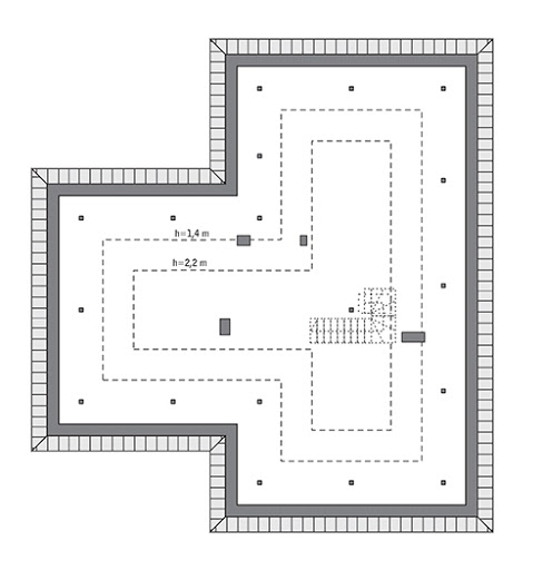 Szafranowy - wariant I - C374a - Rzut poddasza do indywidualnej adaptacji (75,4 m2 powierzchni użytkowej)