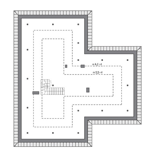 Szafranowy - wariant I - C374a - Rzut poddasza do indywidualnej adaptacji (75,4 m2 powierzchni użytkowej)