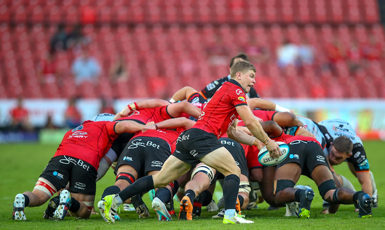 Morne van den Berg of the Lions clears the back of the scrum in their United Rugby Championship match against the Dragons this month.