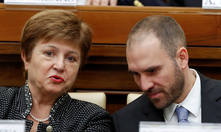 IMF MD Kristalina Georgieva and Argentina's economy minister Martin Guzman attend a conference at the Vatican, February 5 2020. Picture: REUTERS/REMO CASILLI