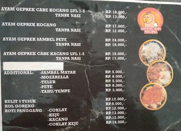 Warung Ayam Kocang menu 