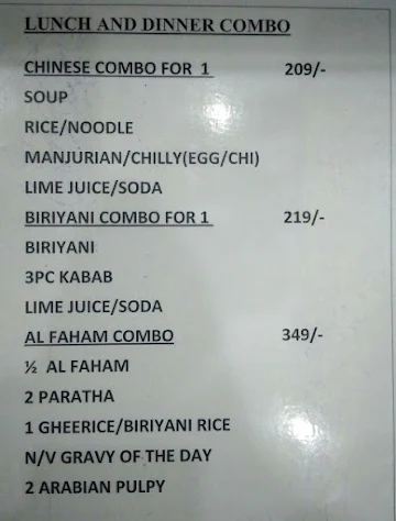 BFC Family Restaurant menu 