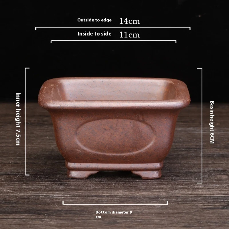 Maceta rectangular cuadrada creativa de arcilla púrpura, ideal para flores y plantas. Diseño moderno, duradera y embellece cualquier espacio.