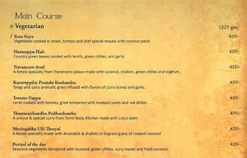 Dravida - The Fern menu 