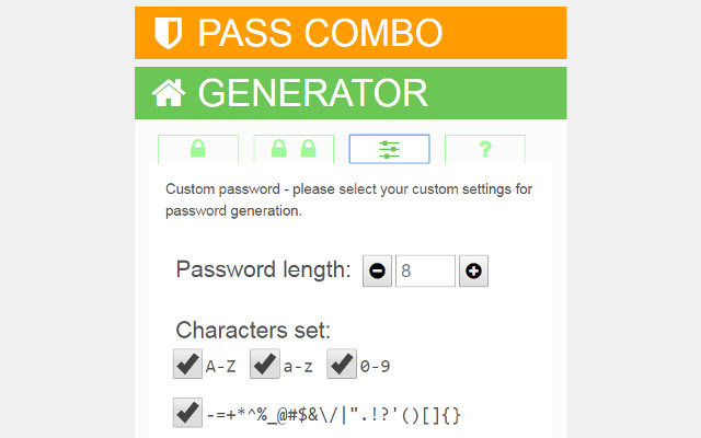 PassCombo master password generator