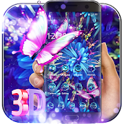 Purple Neon Butterfly 3D Theme  Icon