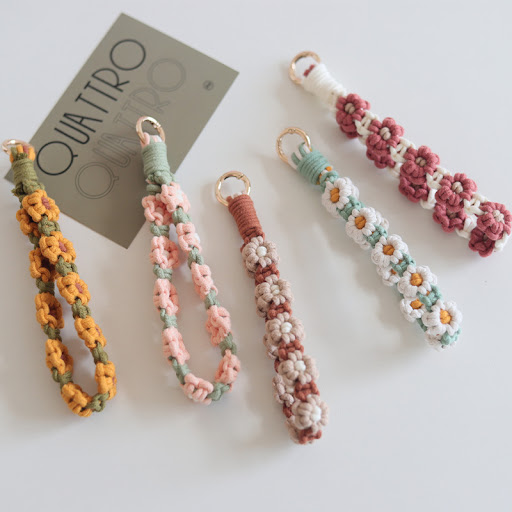 Title 1, Woven Mobile Phone Pendant Charm with Little Fl...