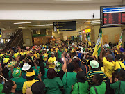 The ANC Youth League at the O.R Tambo International Airport on Wednesday ahead of former African Union Commission chairwoman Dr Nkosazane Dlamini-Zuma's arrival from Addis Ababa‚ Ethiopia.