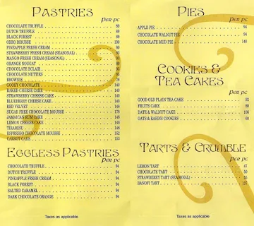 The Bakerie - The Shalimar Hotel menu 