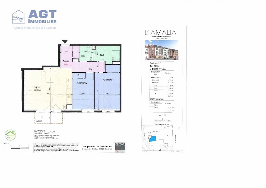 Vente appartement 3 pièces 63 m² à Beauvais (60000), 209 000 €