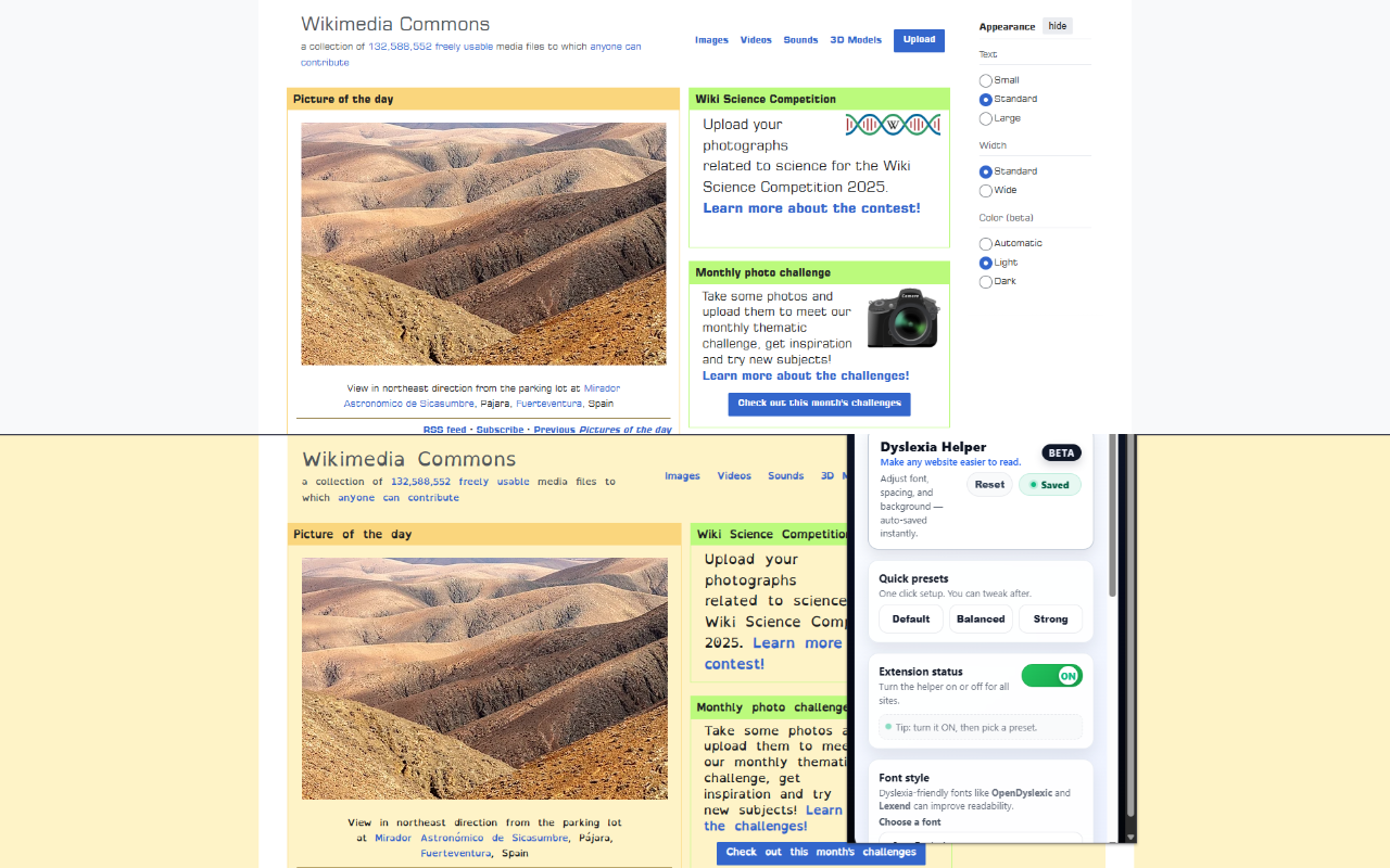 Dyslexia Helper Chrome extension screenshot 1