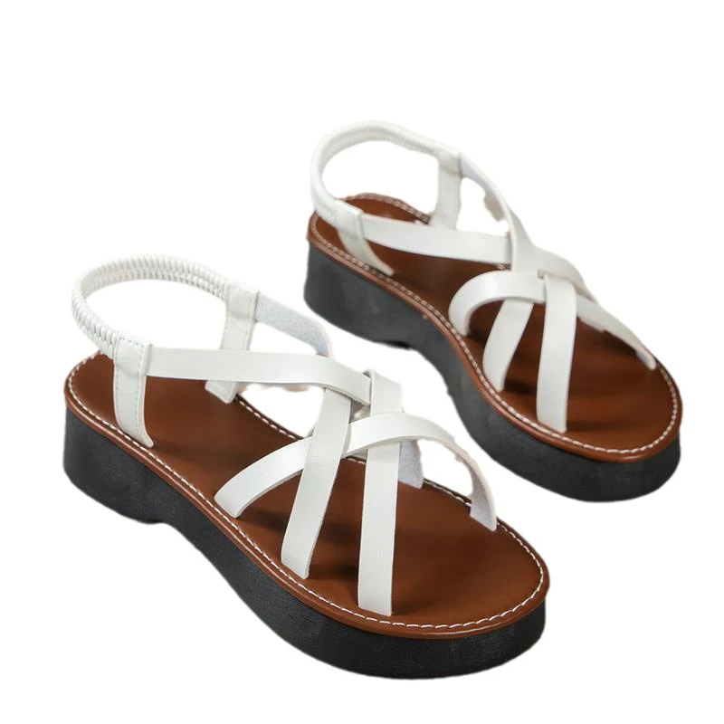 Sandales plates romaines à plateforme pour femmes, chaussures de plage élégantes et confortables pour un look estival parfait