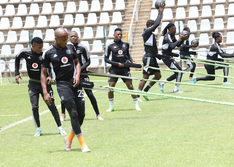 Orlando Pirates players during the Orlando Pirates media open day at Rand Stadium in Johannesburg.