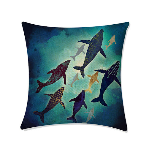 Title 3, Deep Sea World Printed Home Sofa Pillow Cases, ...