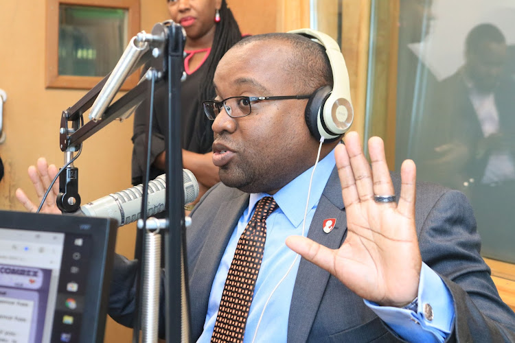 CBK Head of Communications Wallace Kantai during the Radio Jambo Morning show on August 8 2019.