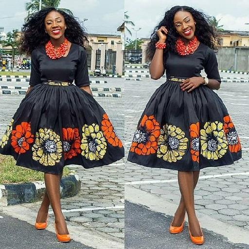 latest jean gown with ankara patches