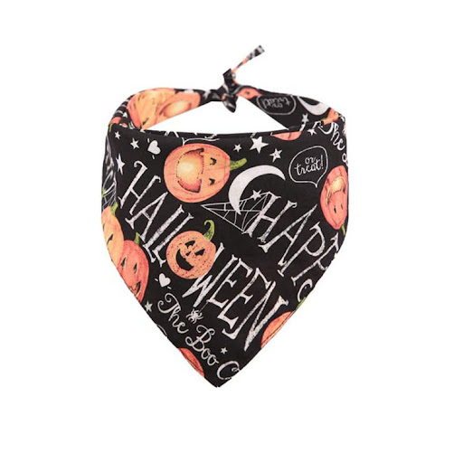 Title 2, Halloween Dog Bandana Pumpkin Double-sided Tria...