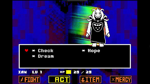 Asriel Dreemurr first form letting turns pass through actions