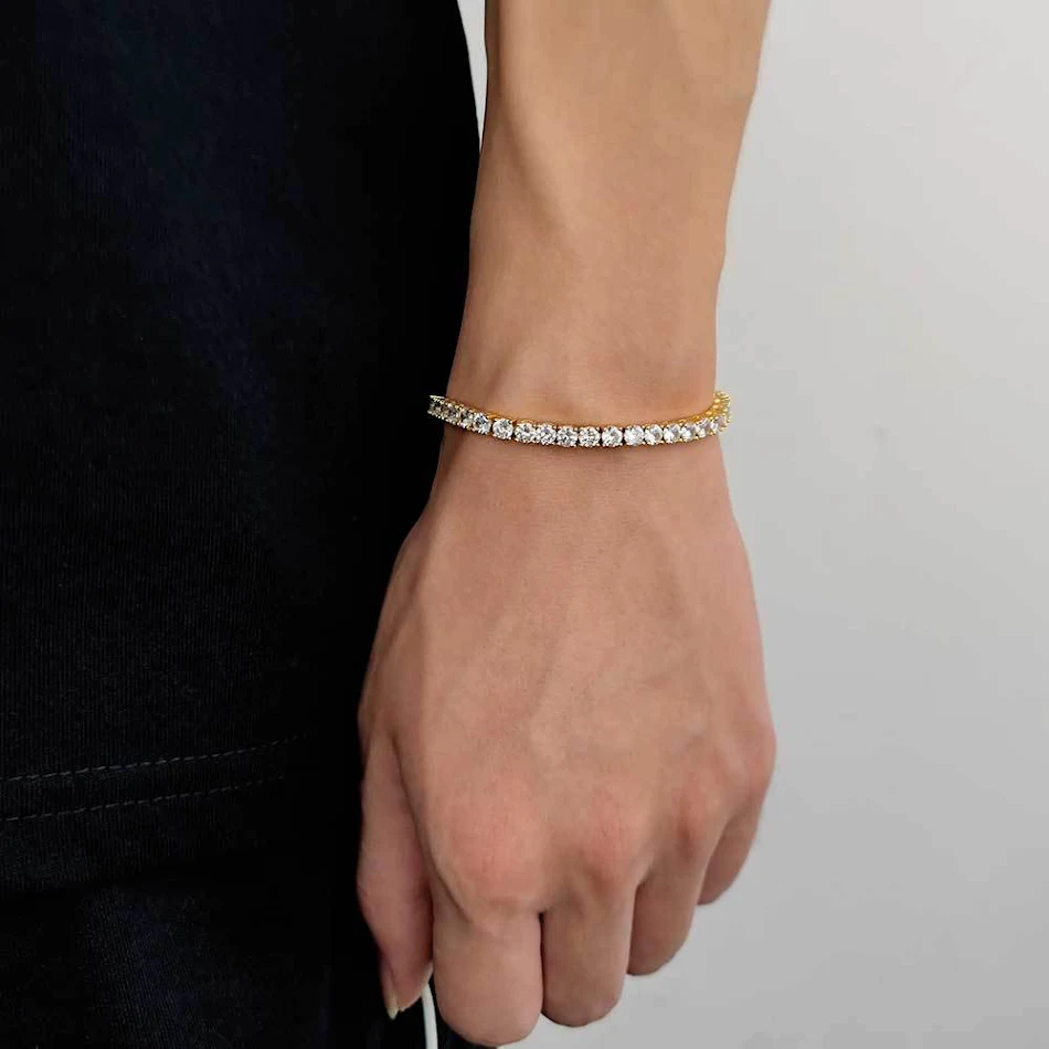 Hip Hop Heren Armband Tennis Ketting met Diamanten in Enkele Rij Zirkonia Accessoires Een stijlvolle look voor elke man