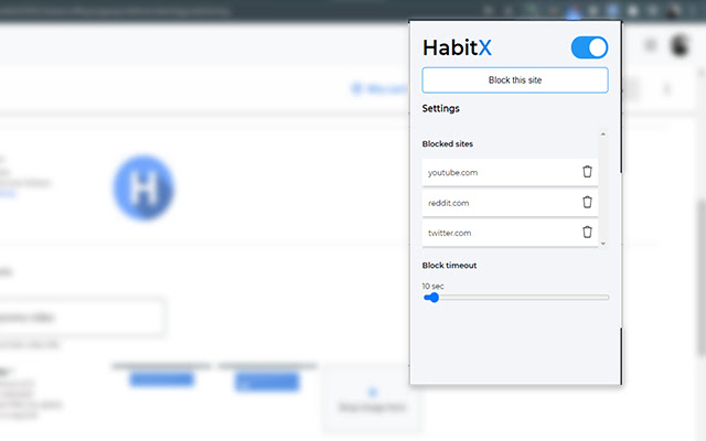 HabitX chrome extension