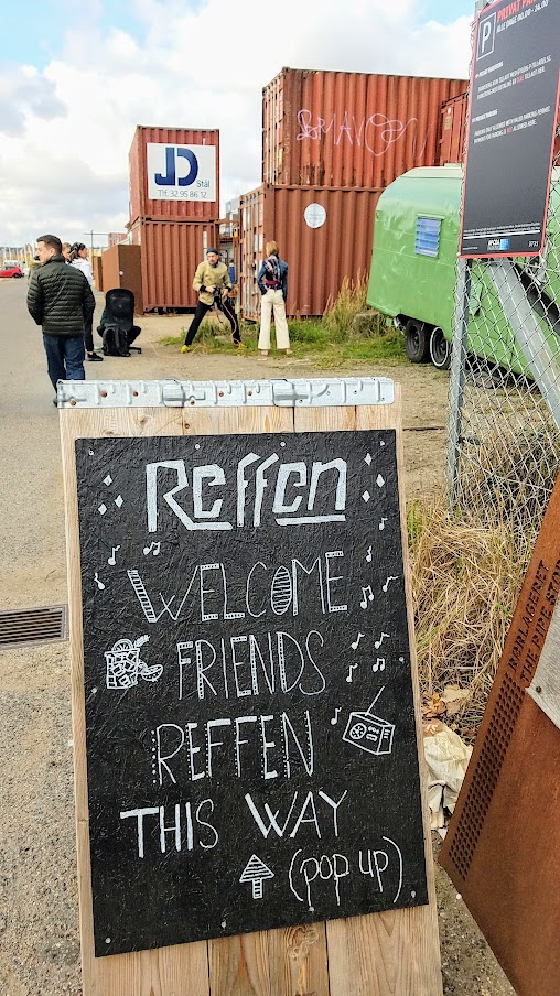 The food market of Reffen knows visitors need reassurance so some sandwich boards let you know you're not lost, you're almost there.