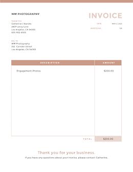 WM Photography - Simple Invoice item