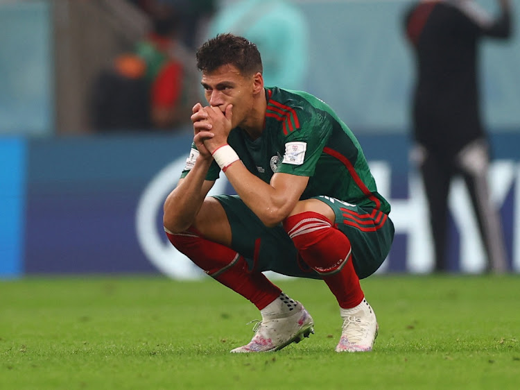 Mexico's Hector Moreno looks dejected after being eliminated from the World Cup.