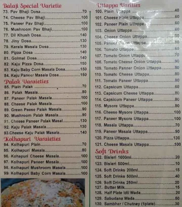 Shree Balaji 99 - Variety Dosa Center menu 