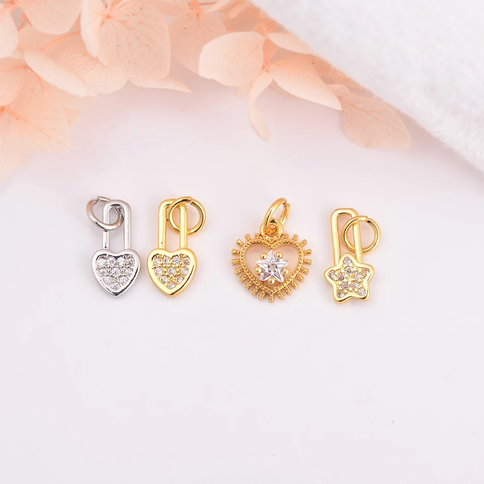 Koperen micro ingelegd Zirkoon Hartvormig Vijfpuntige Ster Hanger Ornamenten Accessoires, perfect voor een stijlvolle en opvallende uitstraling.