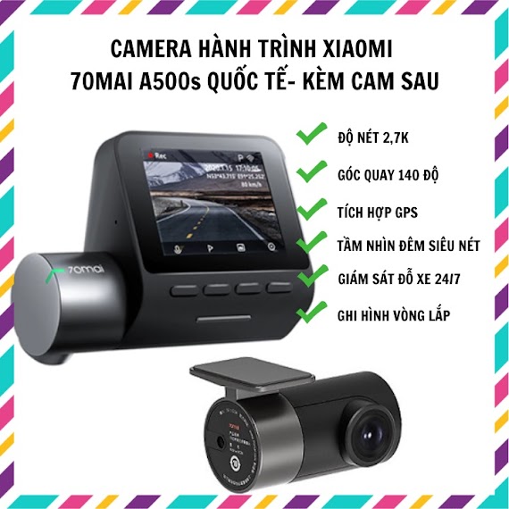 Camera Hành Trình Sothing Xiaomi 70Mai A500S Quốc Tế, Cảnh Báo Va Chạm, Lệch Làn, Gps, Quay Đêm - Hàng Chính Hãng