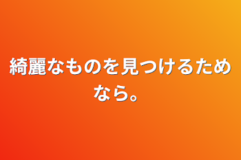 綺麗なものを見つけるためなら。