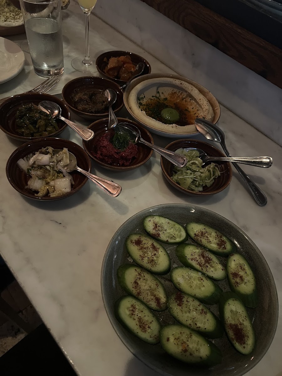 First course with cucumber instead of labaeah bread