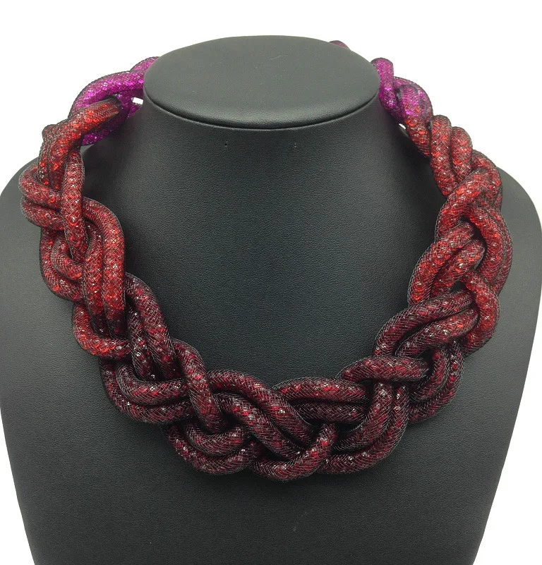 Vintage multi-layer braided twist necklace