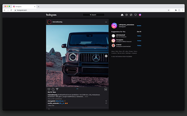 Dark mode and themes for Instagram™