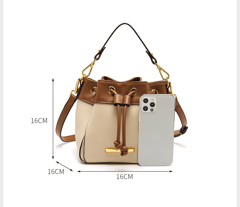 Dames Leren Bucket Bag met Trekkoord All-match Schoudertas Handtas Stijlvol en Praktisch voor Dagelijks Gebruik Veelzijdig en Modieus