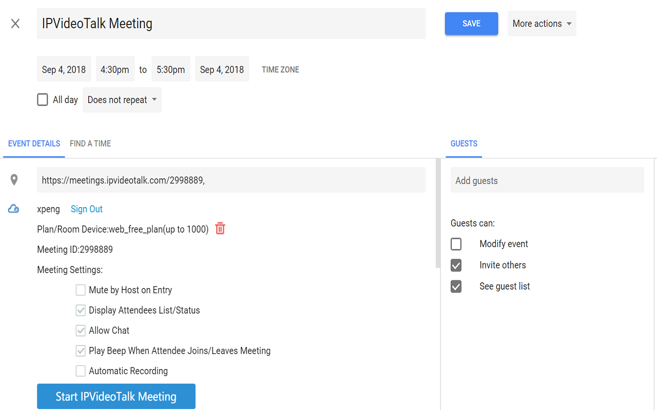 IPVideoTalk for Google Calendar Preview image 5