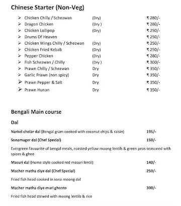 Sonar Bangla menu 