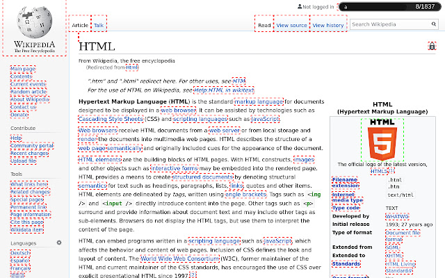 HTML Search chrome extension