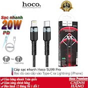 Cáp Sạc Nhanh Hoco Su99 Pro / Pd20W Type - C Ra - Ip Dây Truyền Tải Dữ Liệu Dài 1M - Chính Hãng