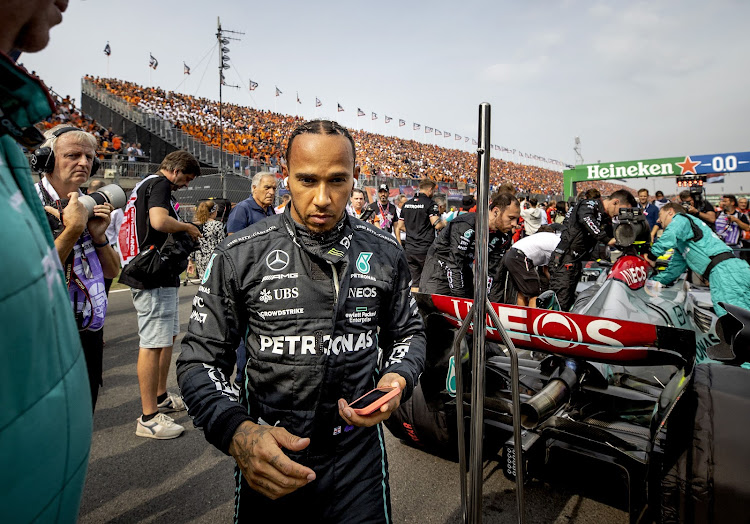 Mercedes' Lewis Hamilton at the F1 Grand Prix of the Netherlands at Circuit Zandvoort on September 4, 2022 in Zandvoort