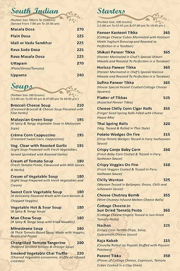 The Westend Restaurant menu 