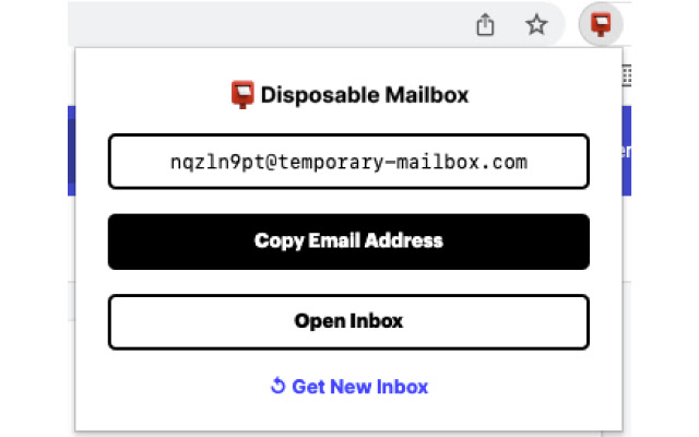 Disposable Mailbox chrome extension