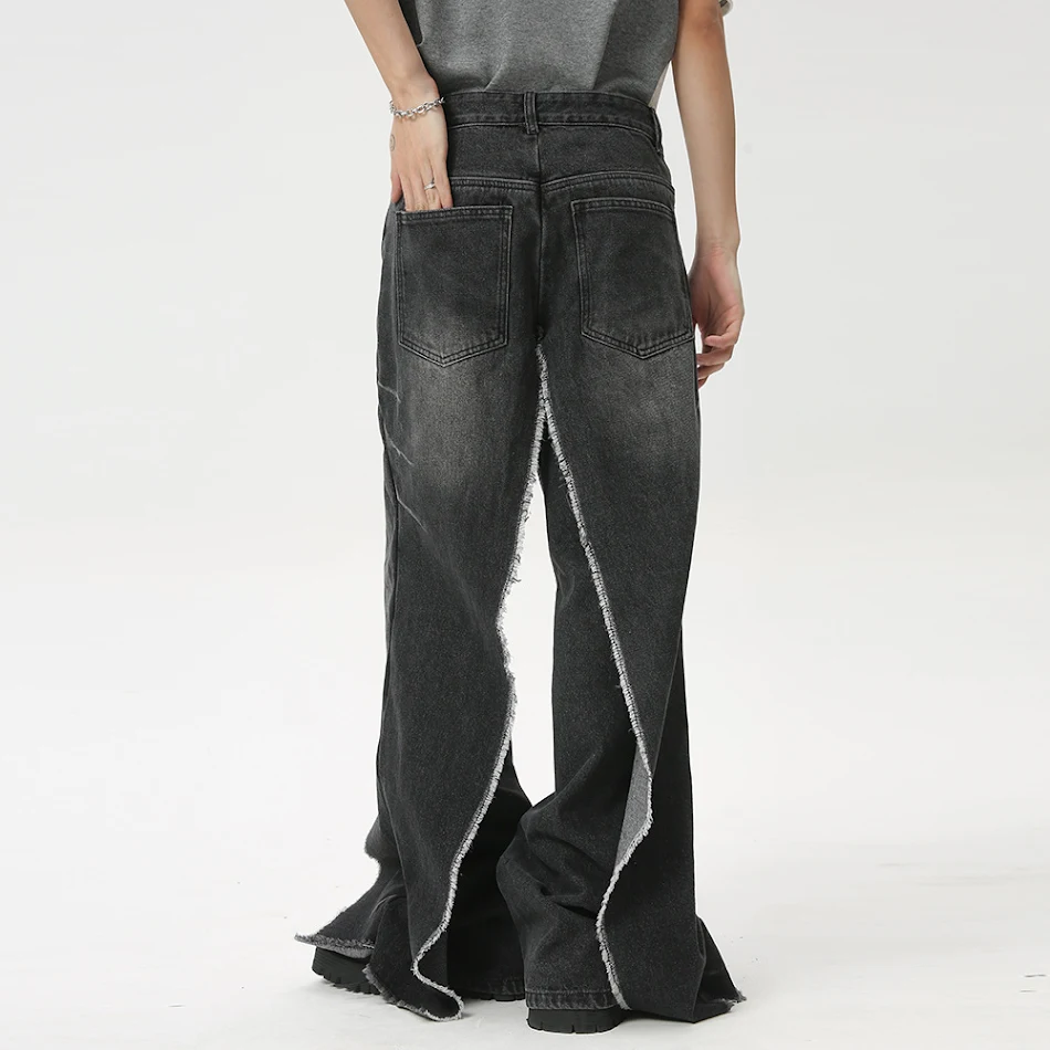 Jeans da uomo con cuciture di personalità e orlo grezzo. Indossa lo stile casual e alla moda con questi jeans unici e confortevoli.