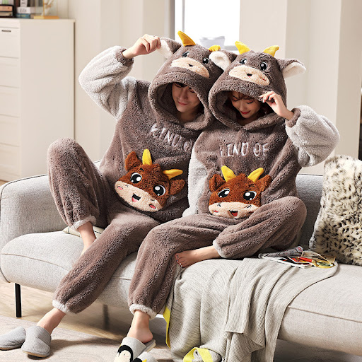 Title 6, Fashion Hooded Coral Fleece Casual Loungewear S...