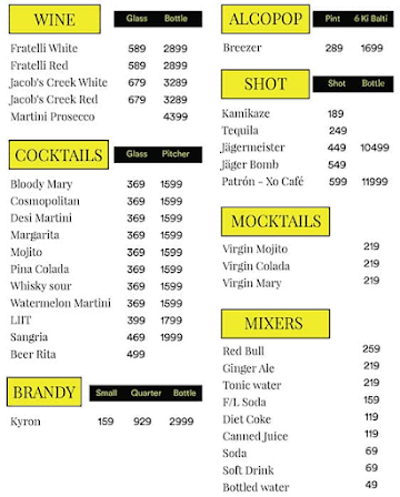 The Bar Project menu 