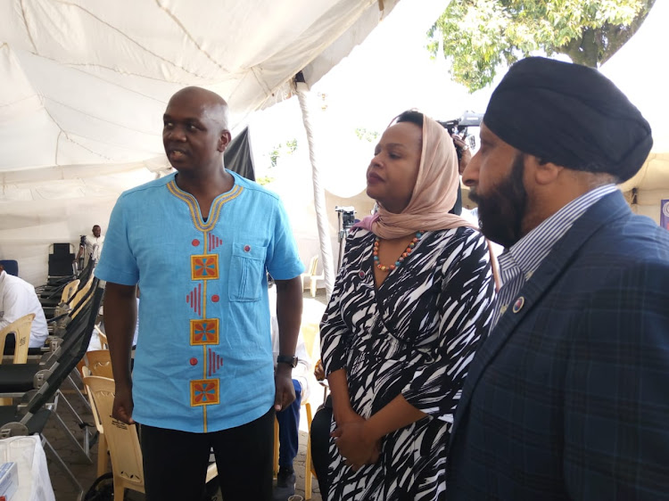 Health CAS Mercy Mwangangi during the ongoing interfaith blood donation drive in Landimawe in Nairobi on Saturday March 7, 2020