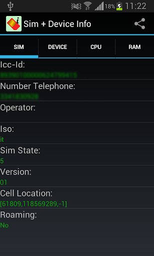 Sim+Device Info