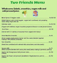 Two Friends menu 1