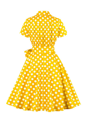 Title 3, Retro Dots Lace-up Swing Dress