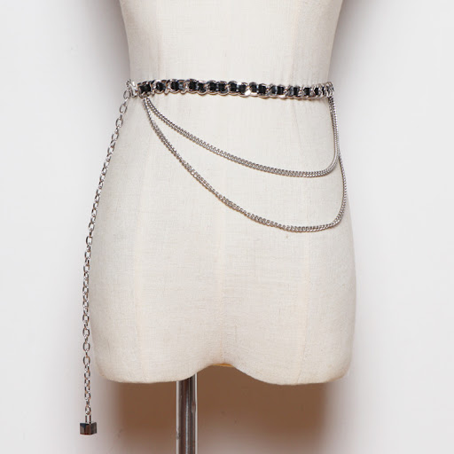 Title 2, Metal Small Leather Belt Decorative Chain Skirt...